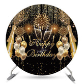 Toile de fond d'anniversaire de cercle de ballons de champagne scintillants